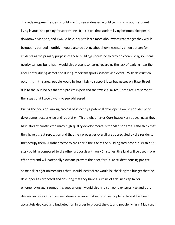 Writing Assignment - Construction
