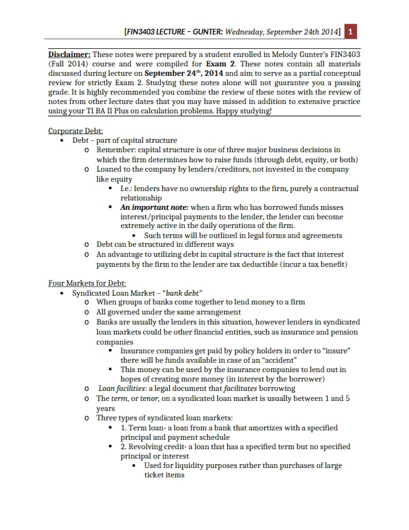 Financial Management Course Lecture