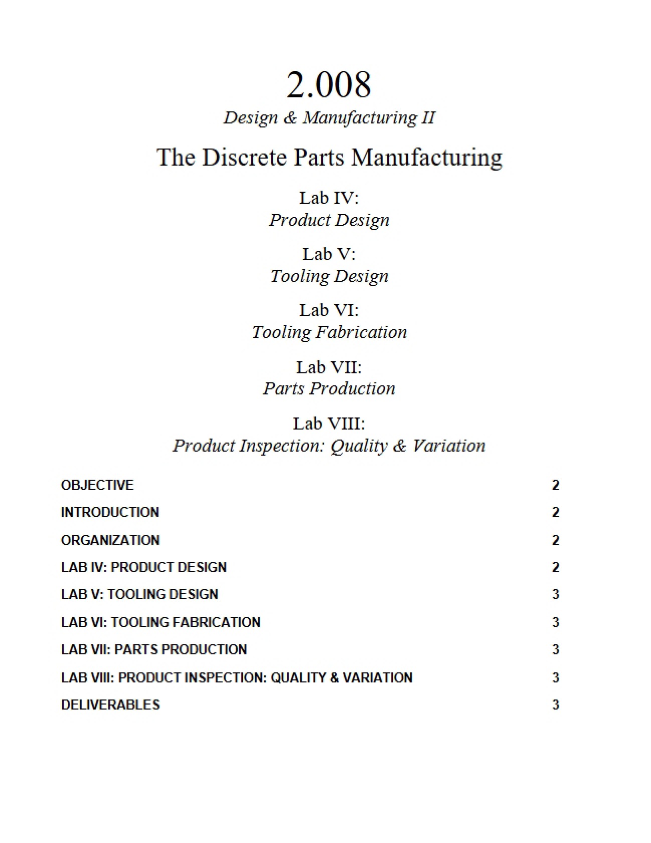 Discrete Parts Manufacturing Overview