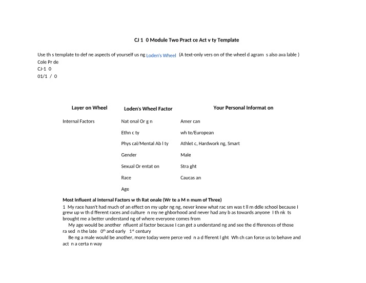 CJ 120 - Module Two Activity Template