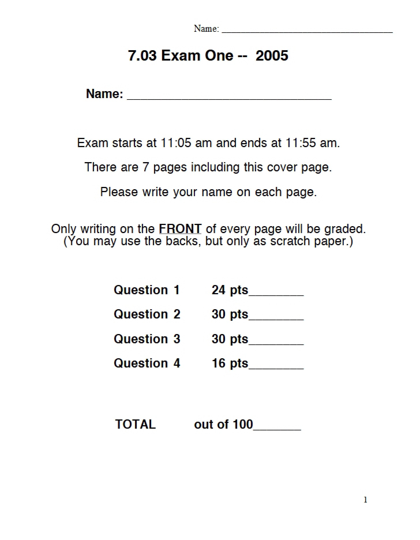 First Exam - 7 Pages