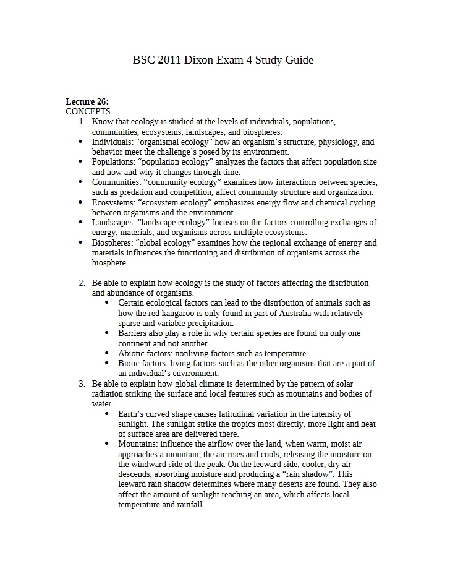 Knowledge Mastery Resource for Test Four