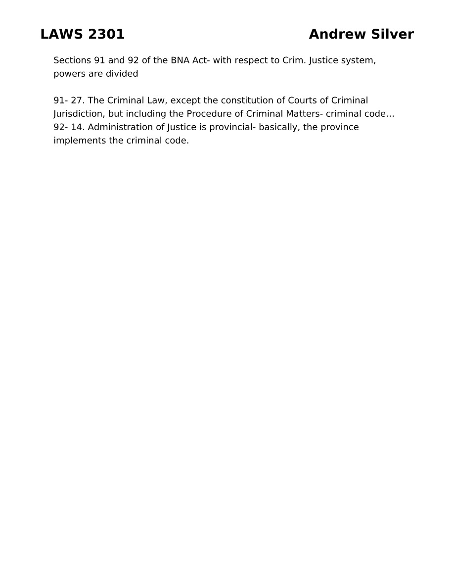Criminal Justice System Notes - LAWS 2301