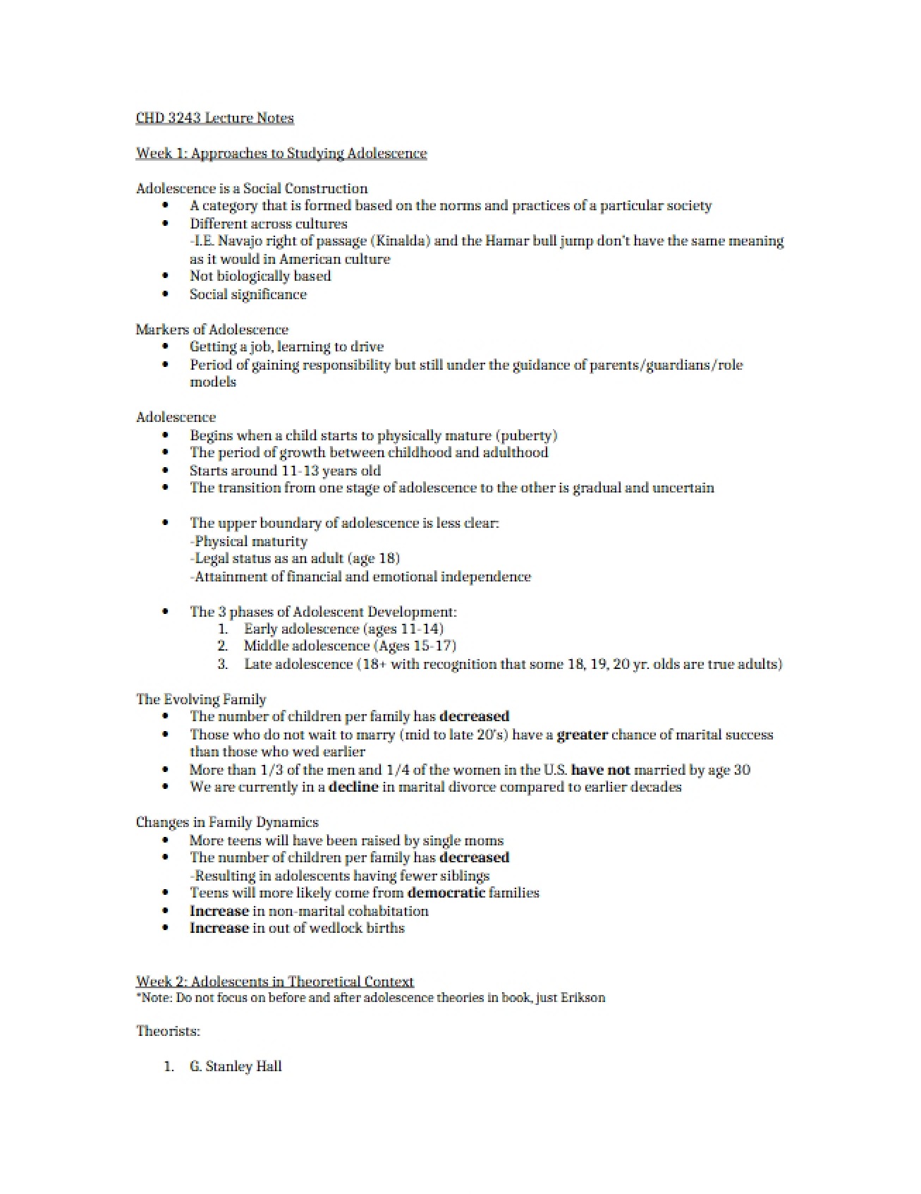 First Week Studying Adolescence Approaches