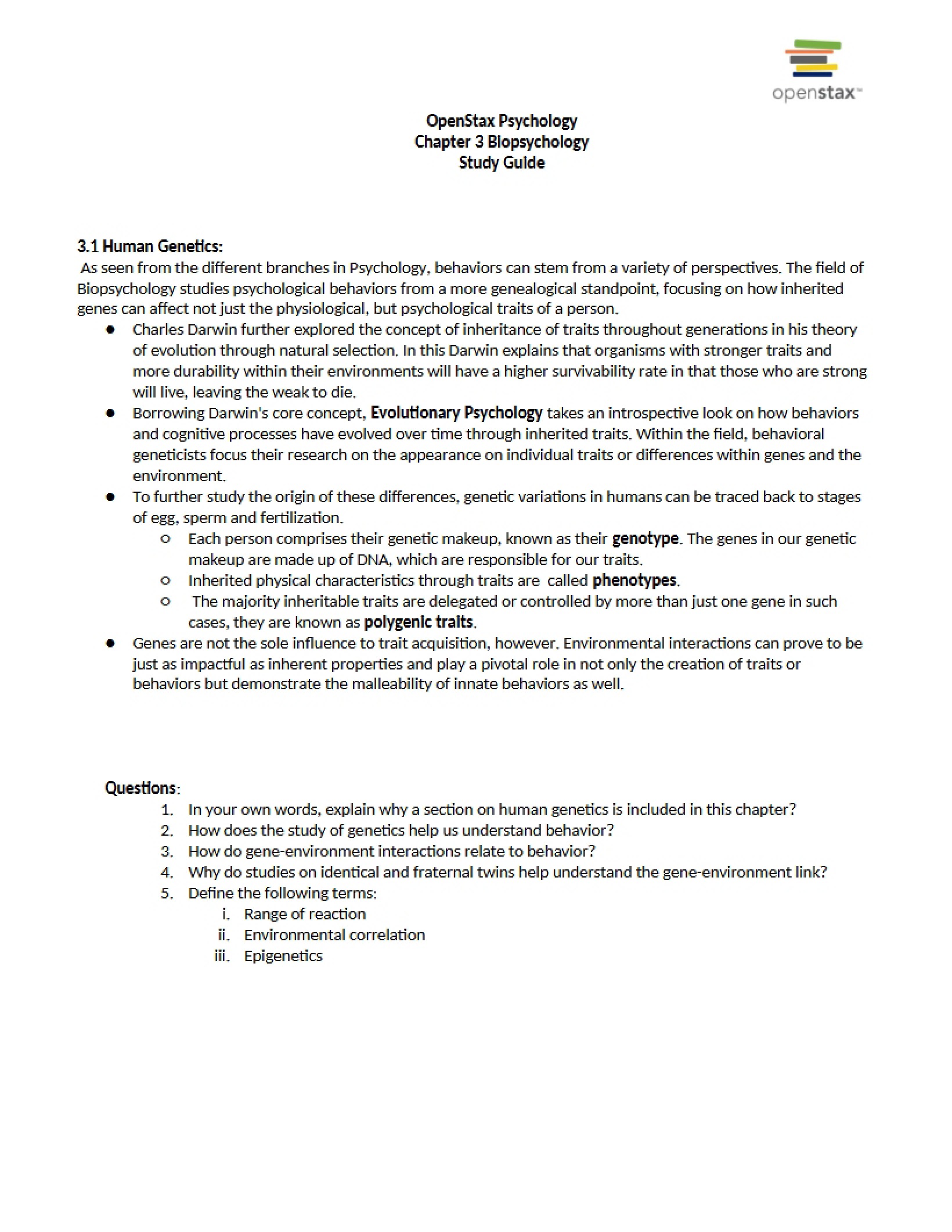 Biopsychology Chapter 3