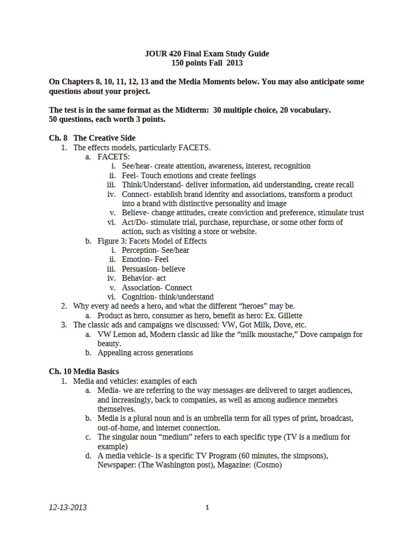 Guide for Final Exam Preparation