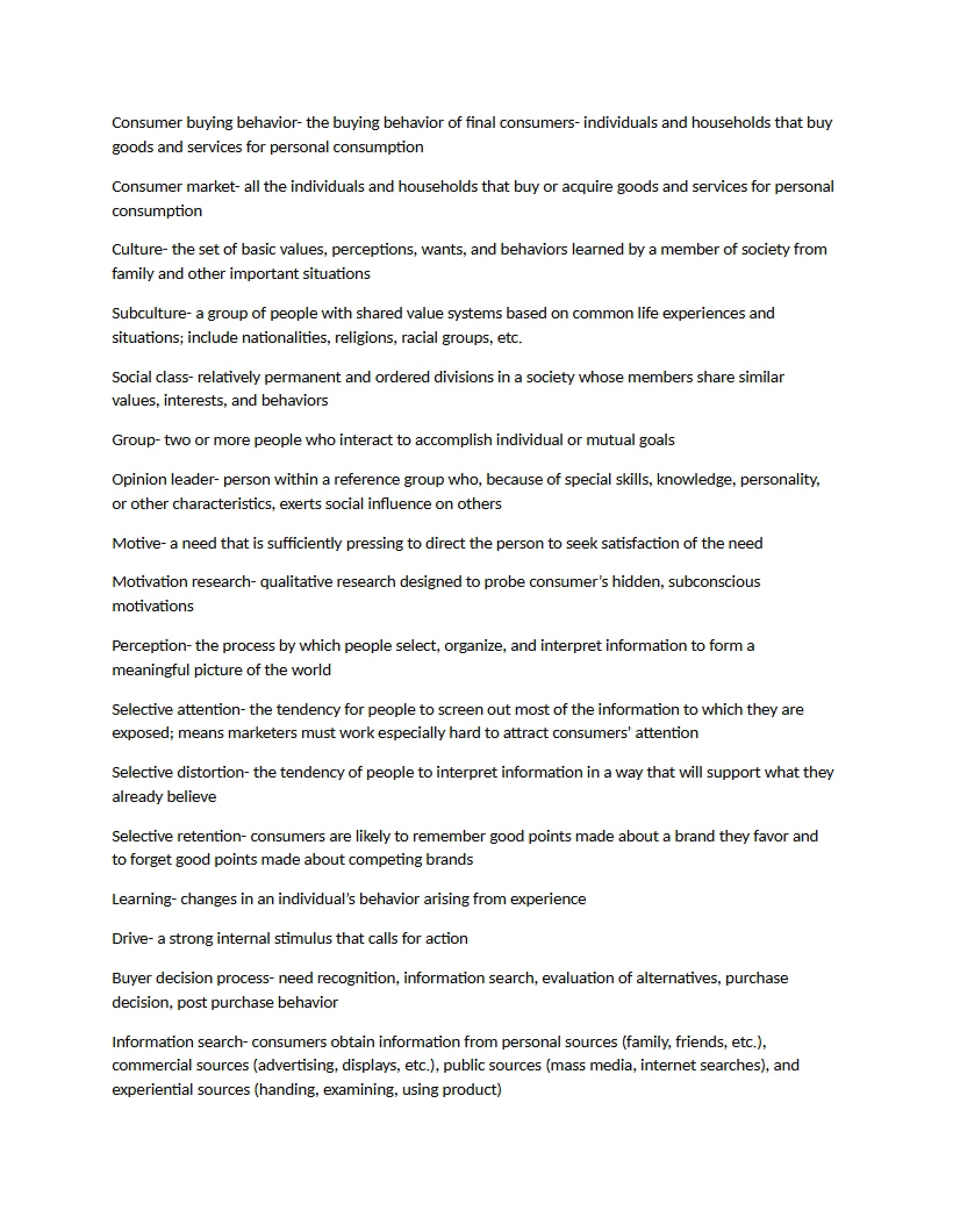 Marketing Definitions Chapter Five