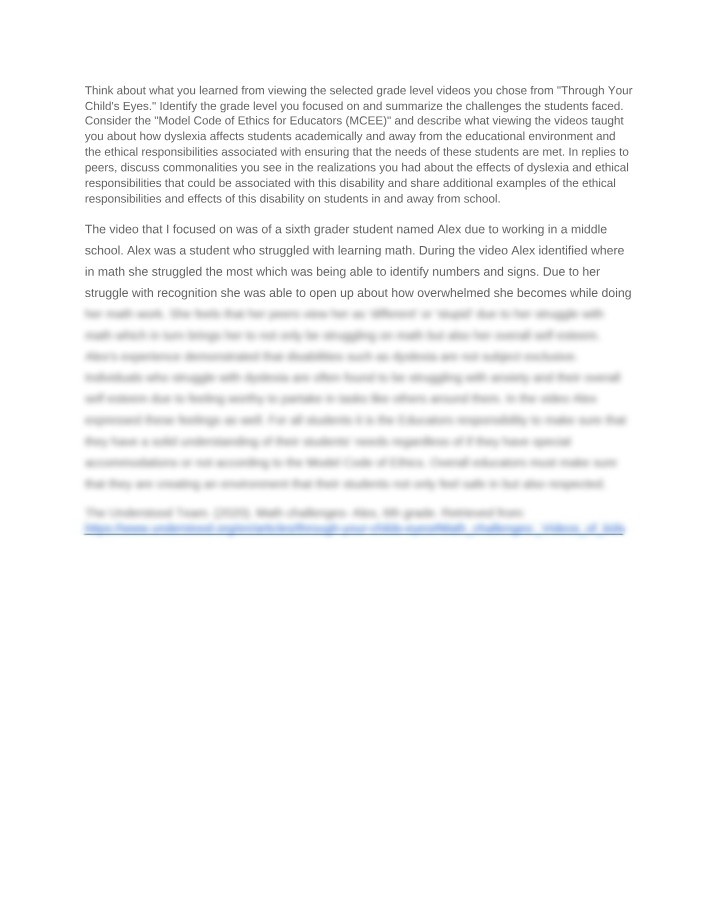 Academic and Ethical Challenges of Dyslexia