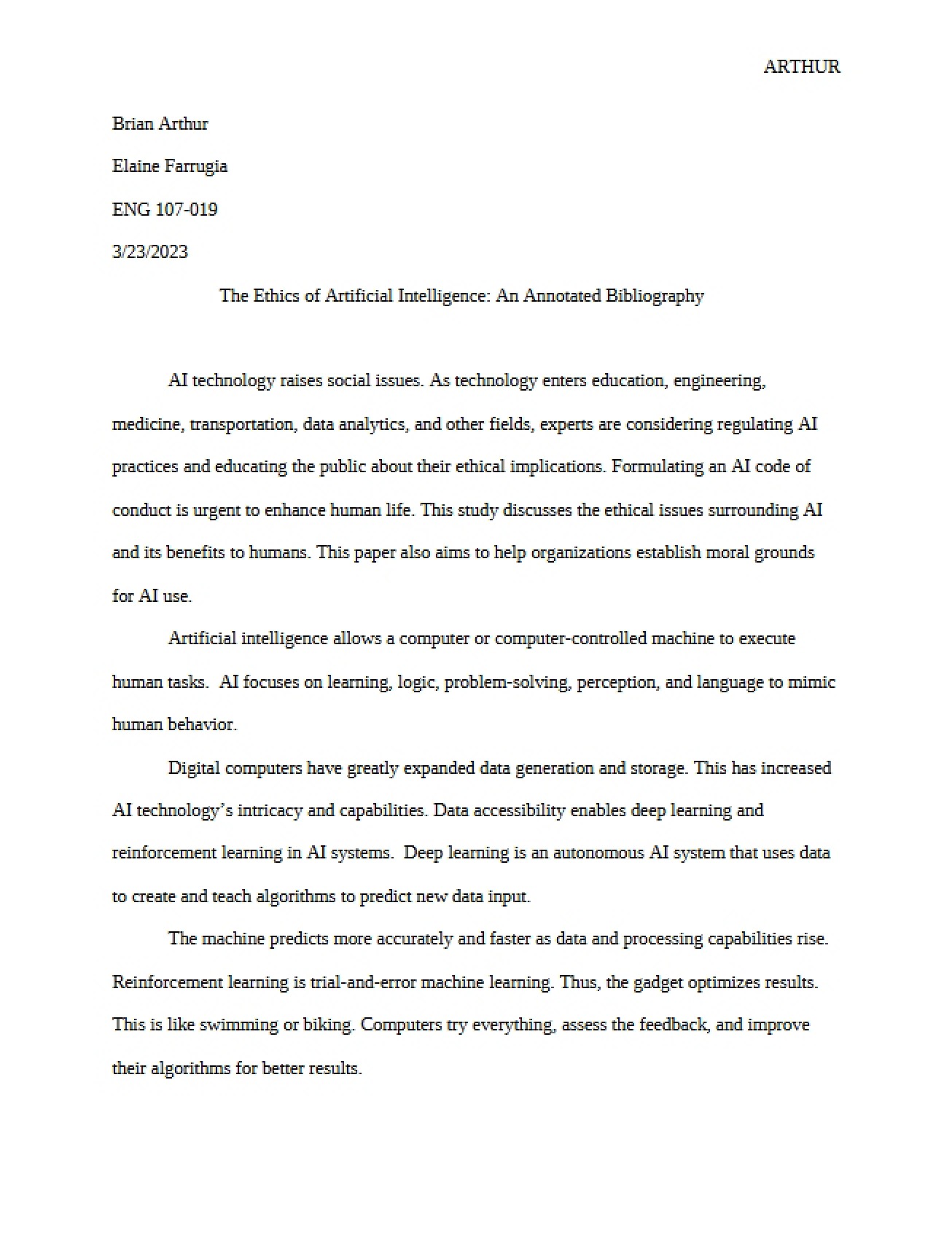 Annotated Bibliography AI Ethics