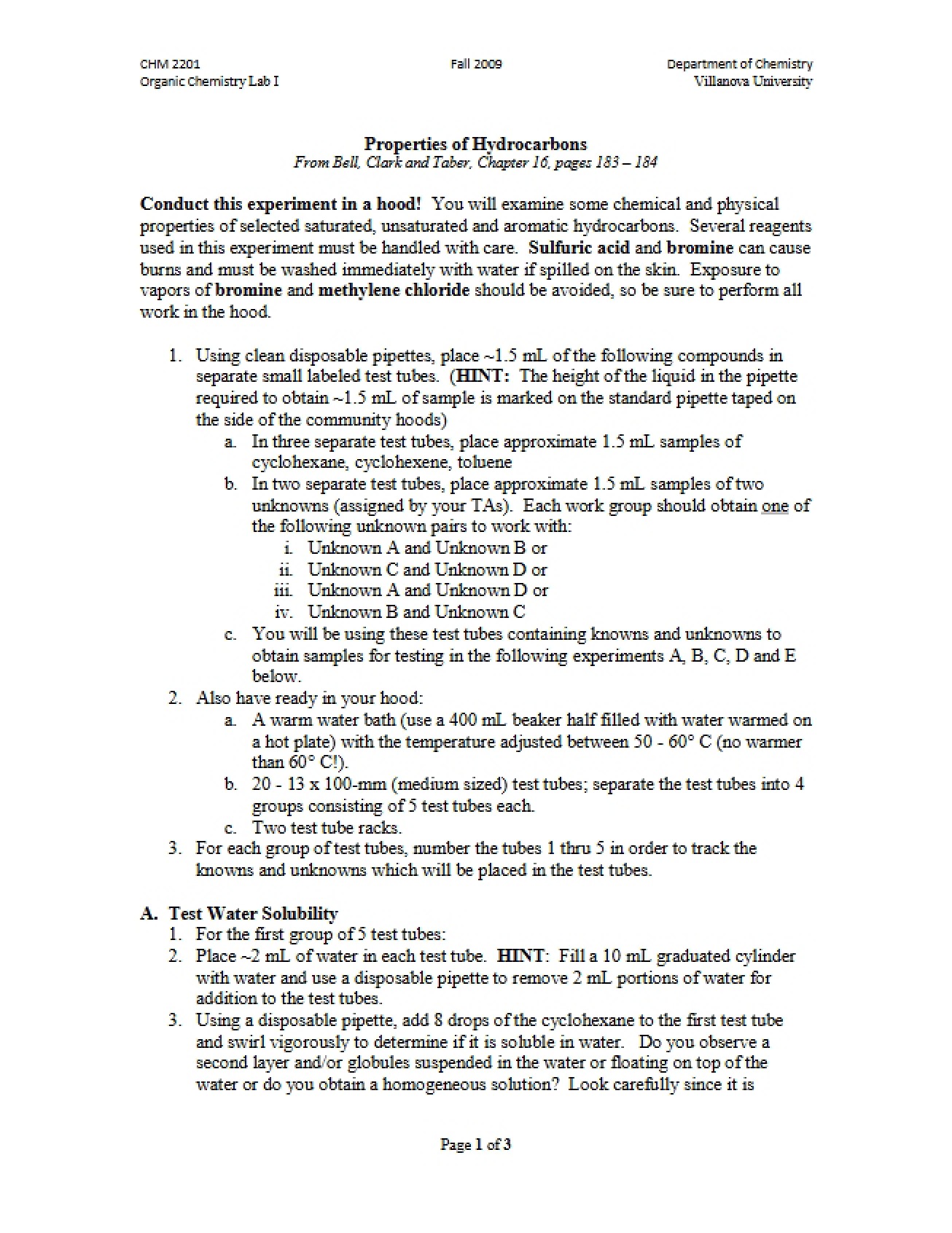 Characteristics of Hydrocarbons