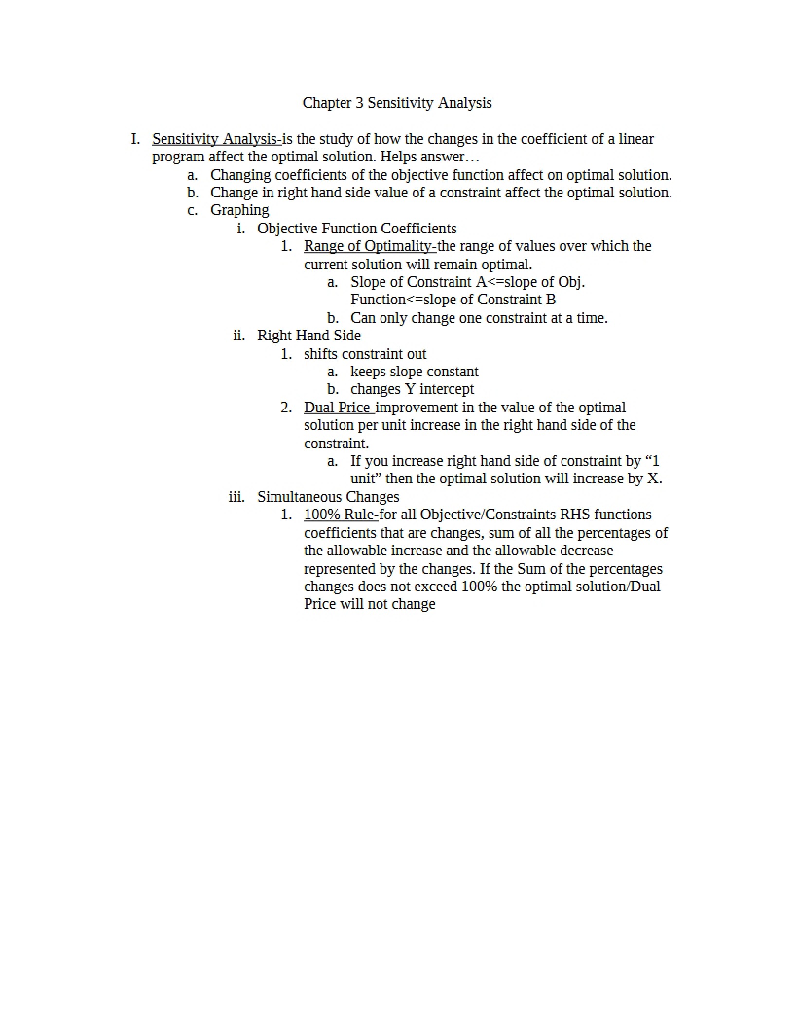 Sensitivity Analysis (Chapter 3)