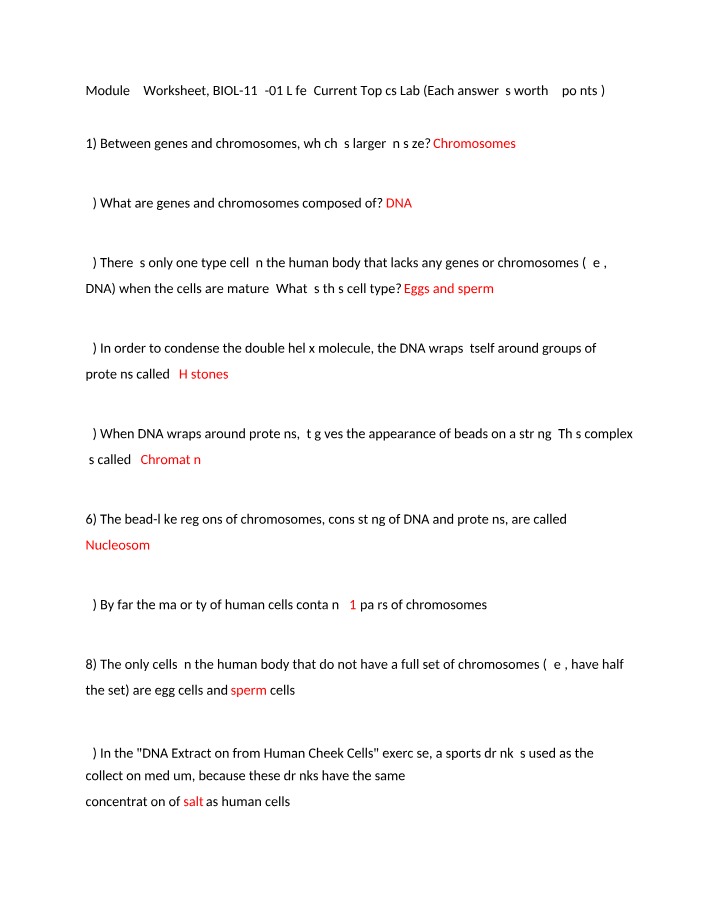 Module 4 Worksheet BIOL141