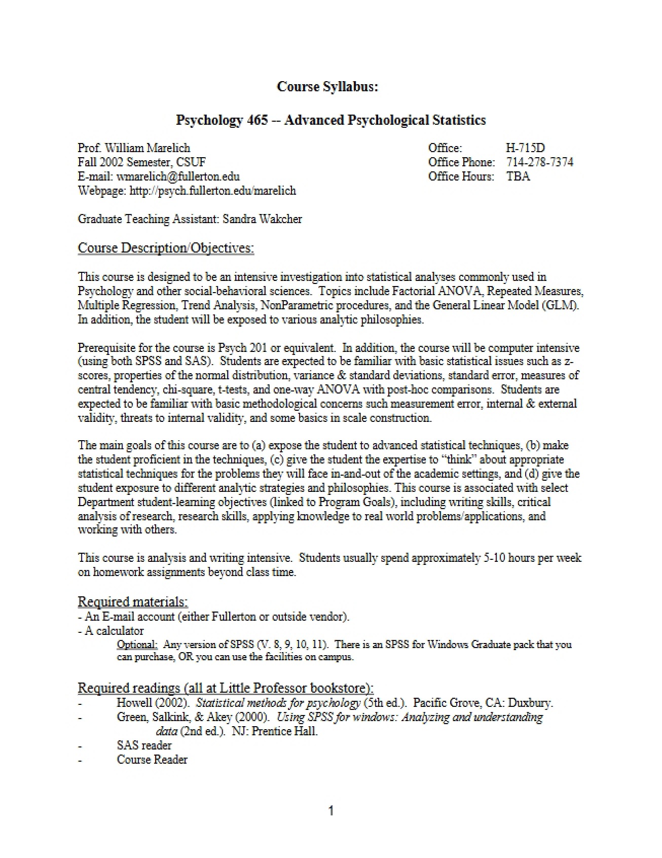 Syllabus Advanced Psychological Statistics