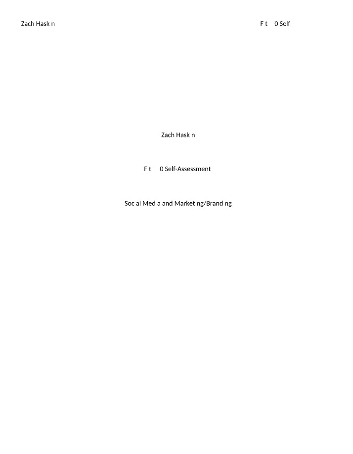 Social Media and Marketing Branding Self-Assessment