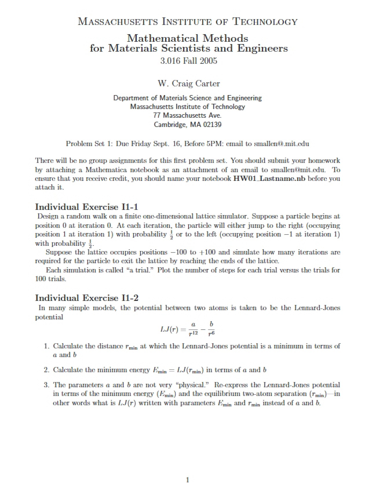 Materials Science and Engineering: Mathematical Methods