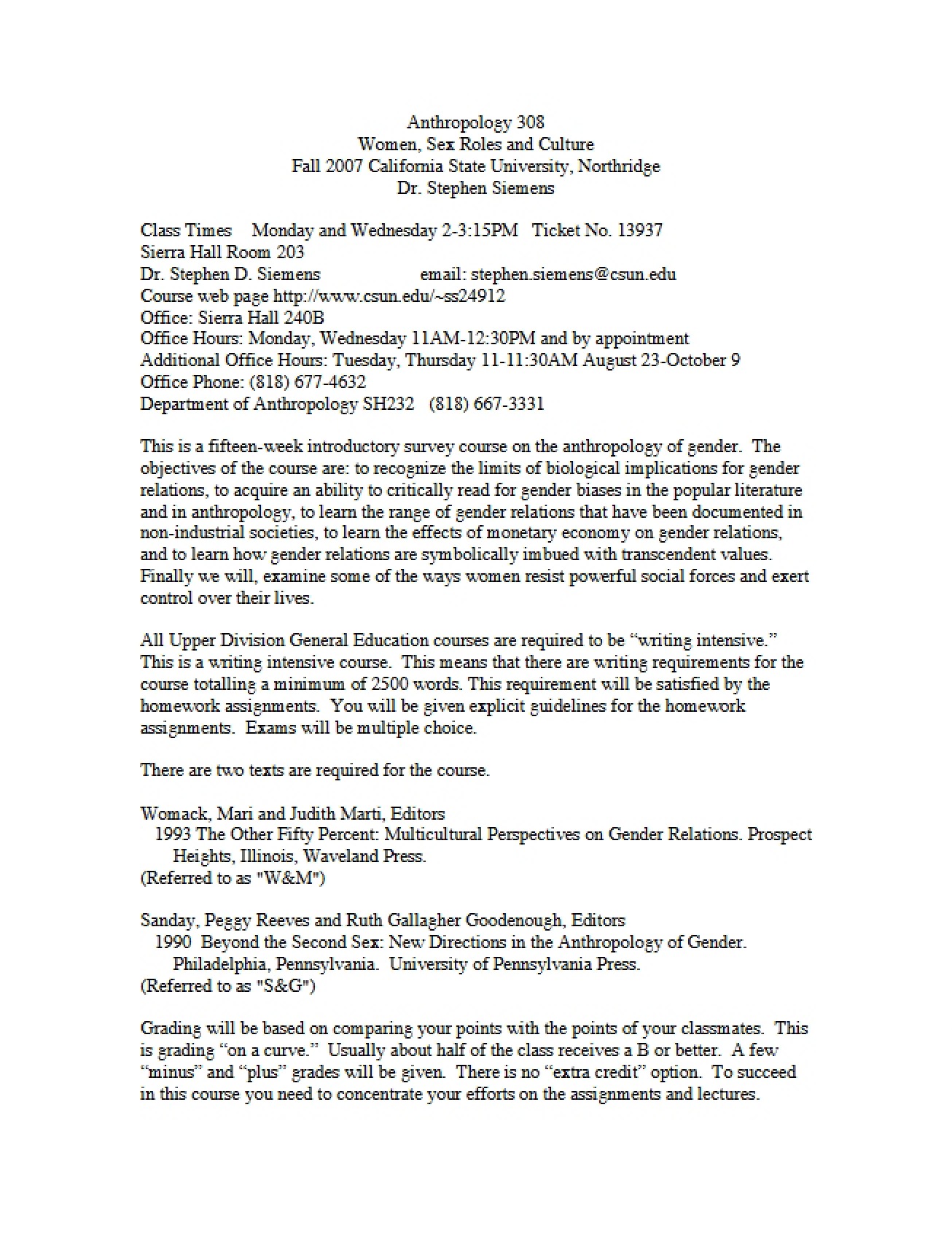 Anthropology of Women Syllabus