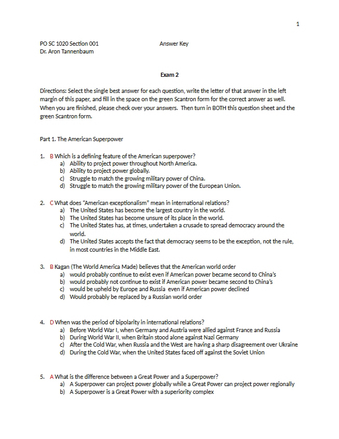All Answers for Exam 2