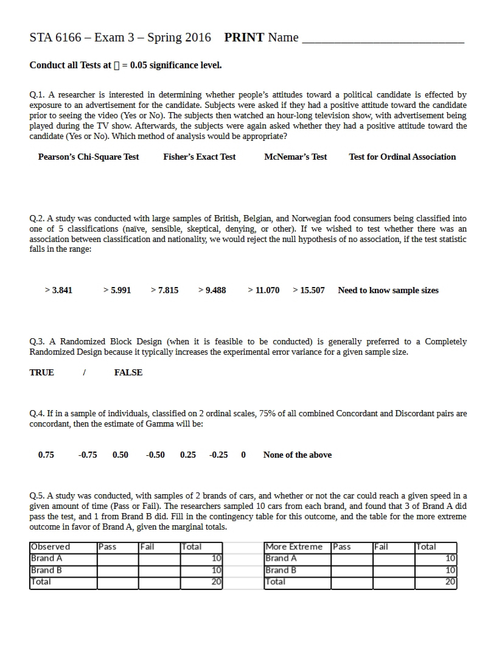 Spring 2016 Exam 3