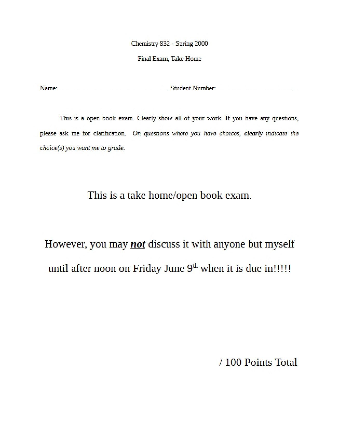 Take-Home Final Examination