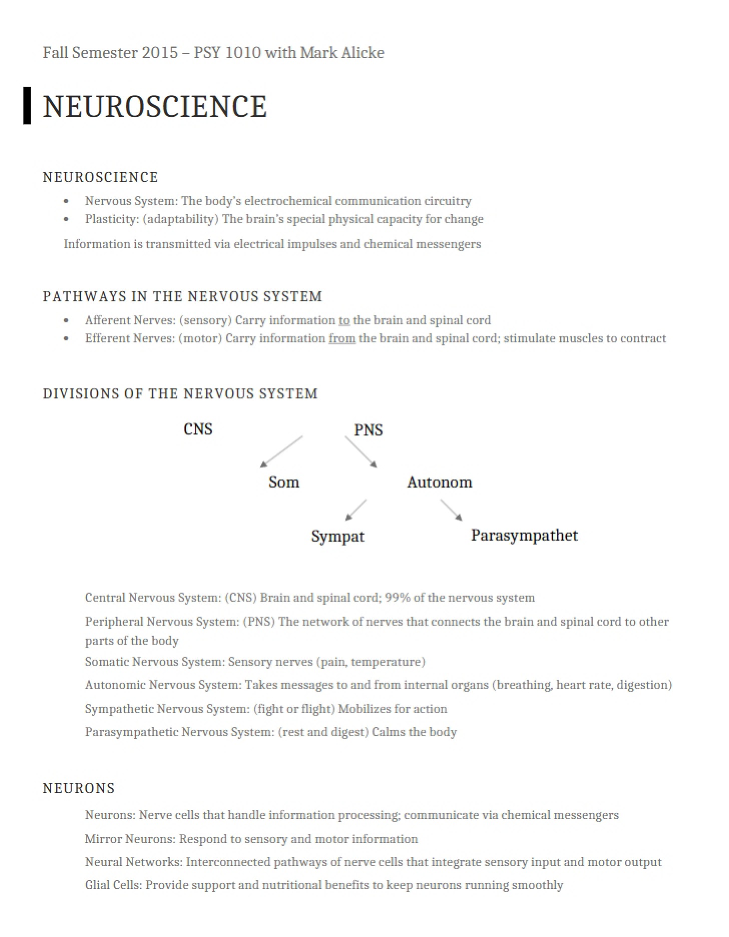 Fundamentals of Neuroscience
