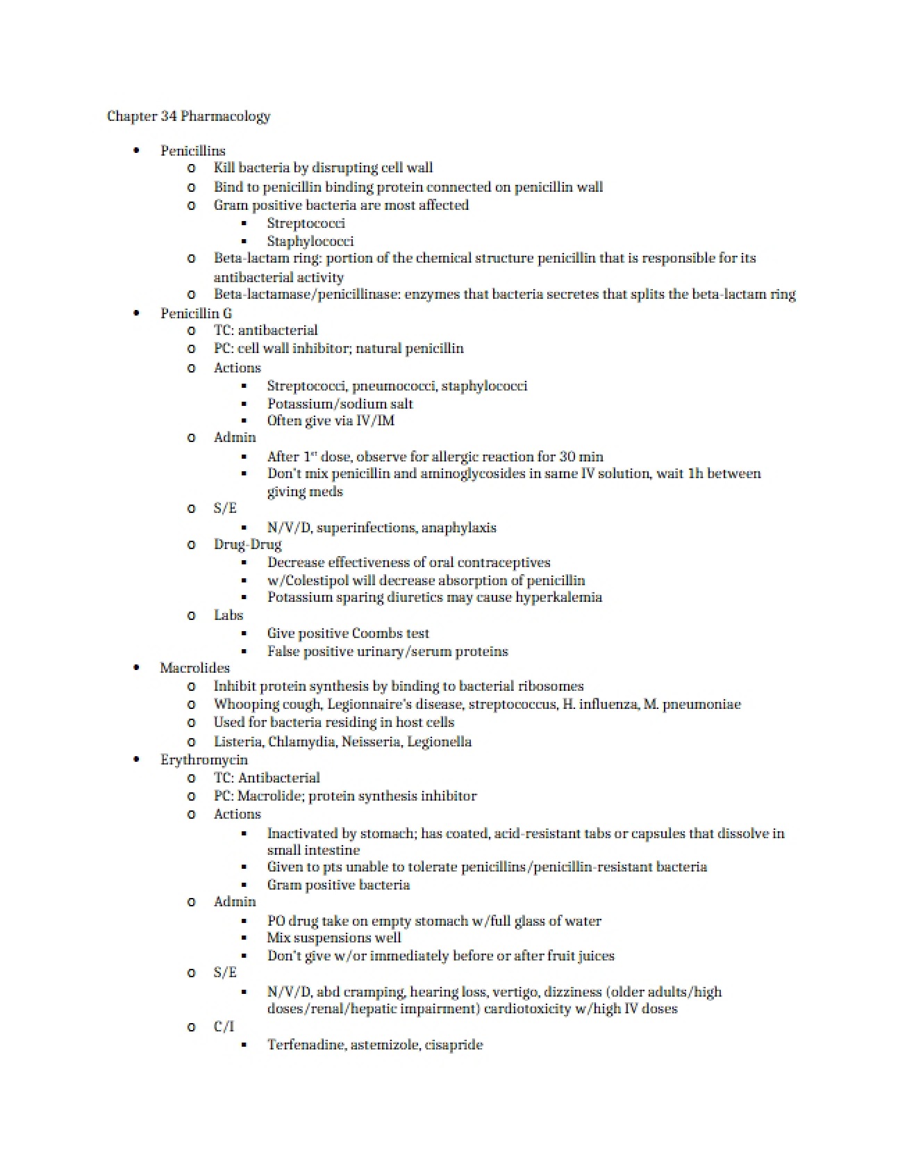 Pharmacology Concepts Chapter 34