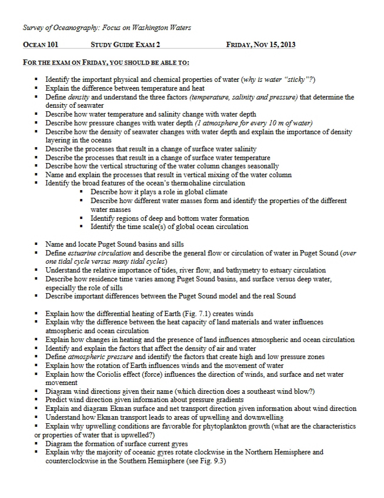 Study Materials for Exam 2