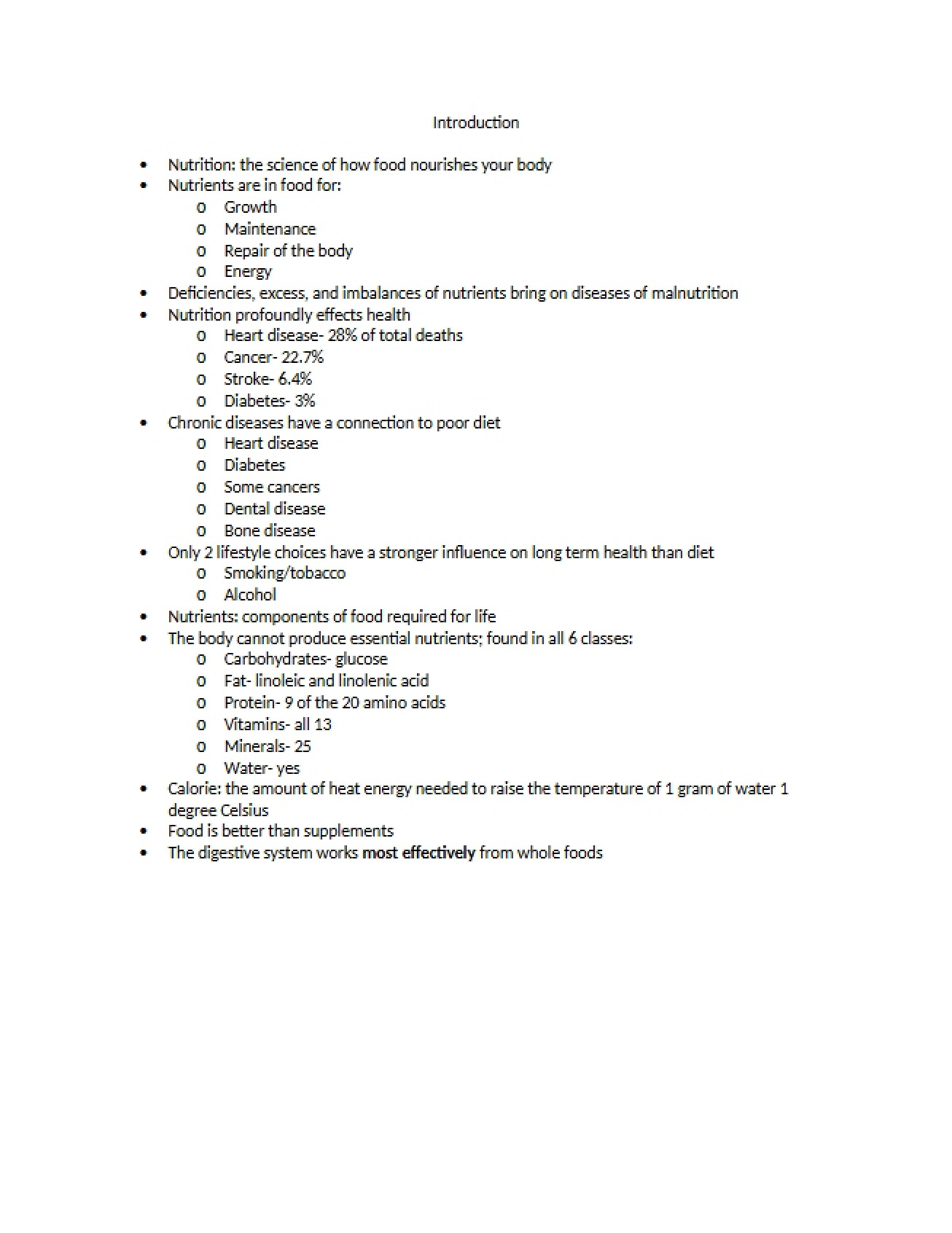 Introduction to Human Nutrition