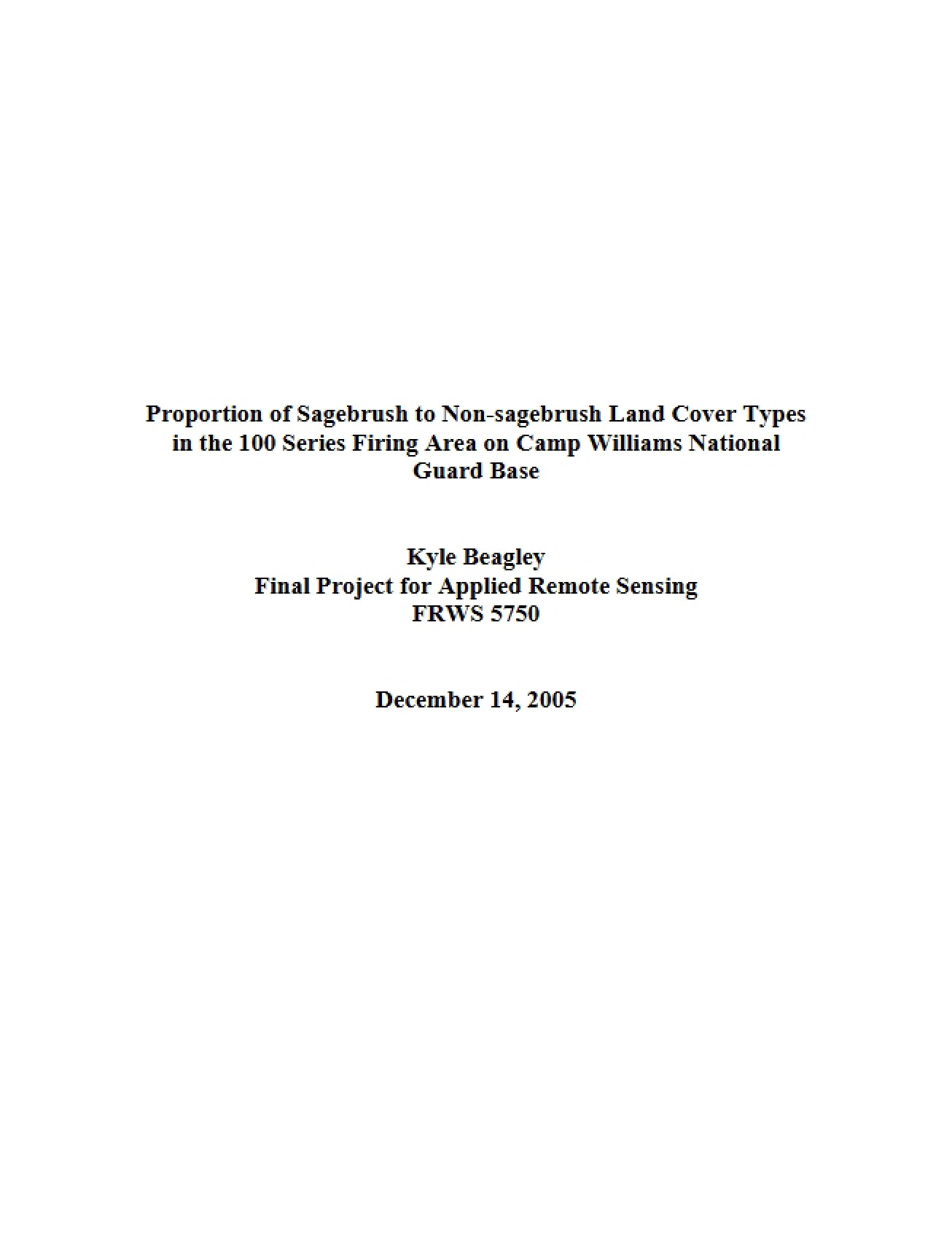 Applied Remote Sensing Final Project