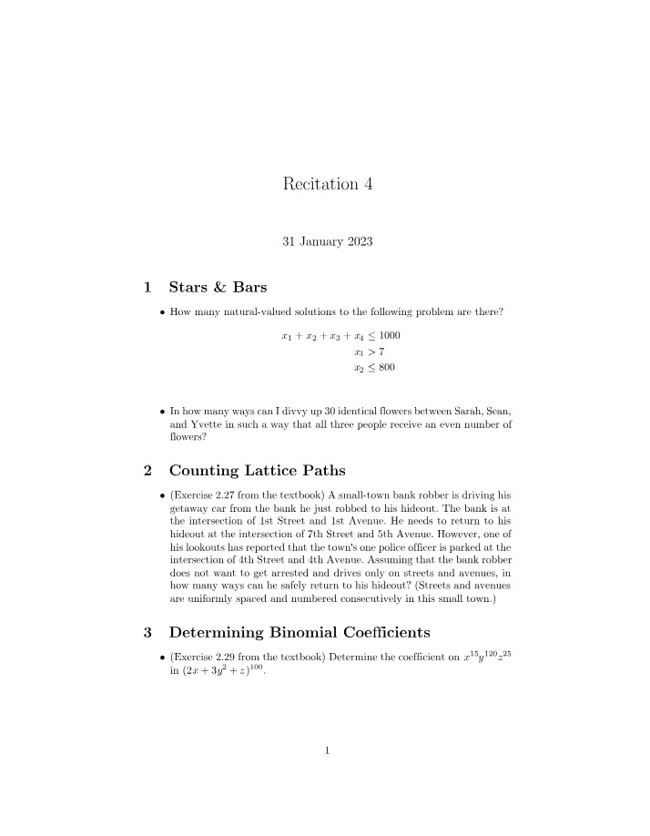 Worksheet for Recitation 4