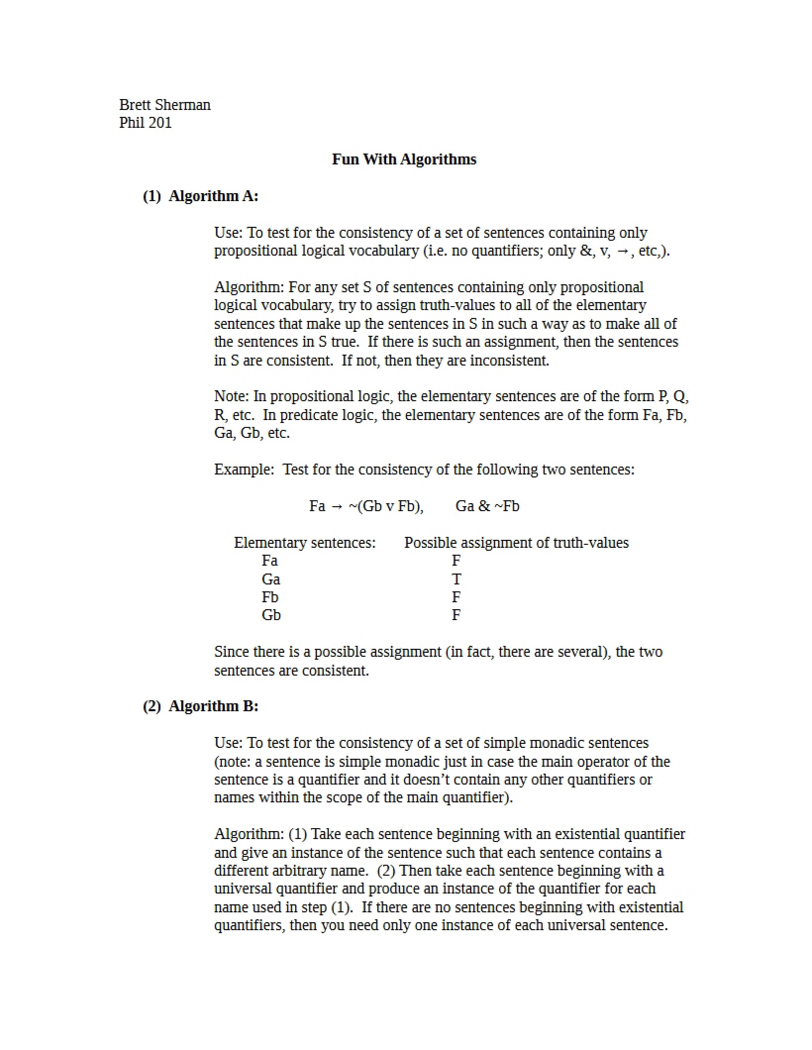 Logic Algorithms