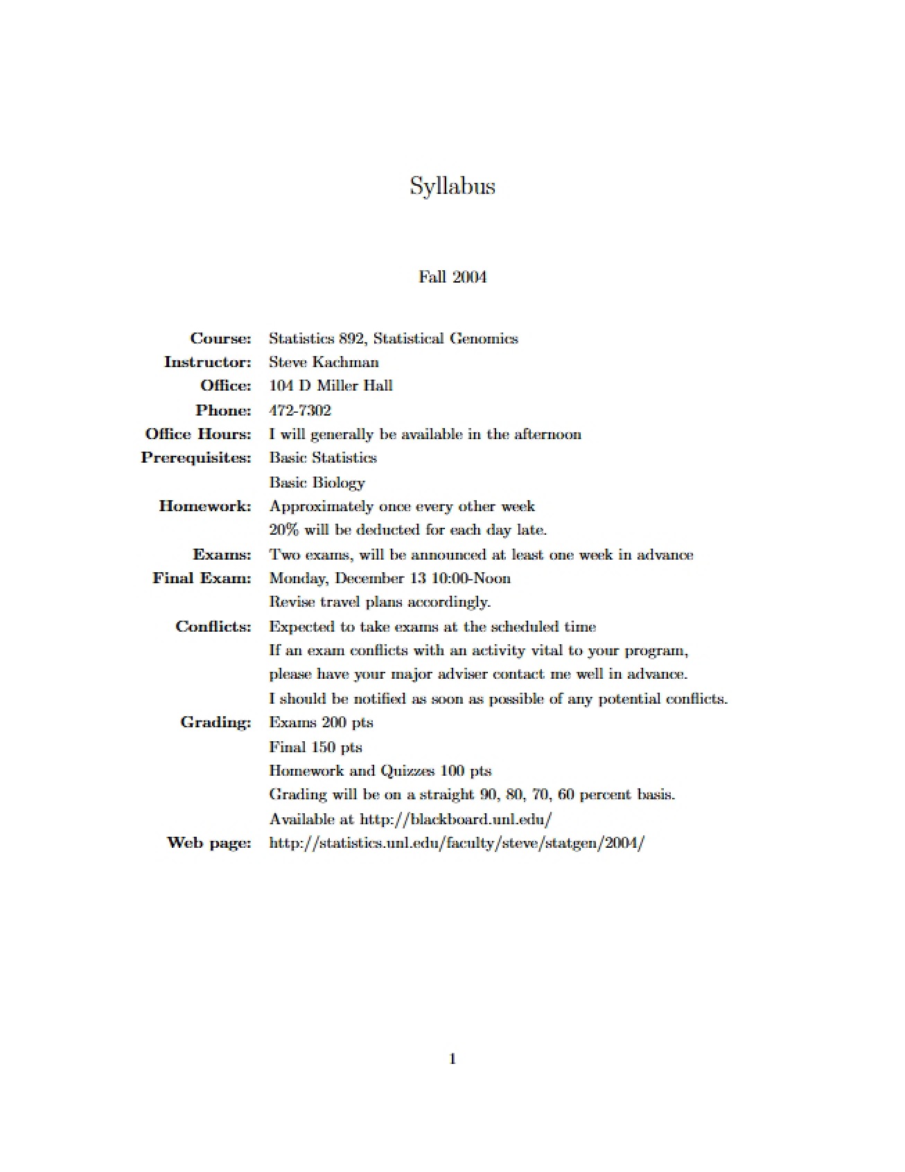 Statistics Topics Syllabus