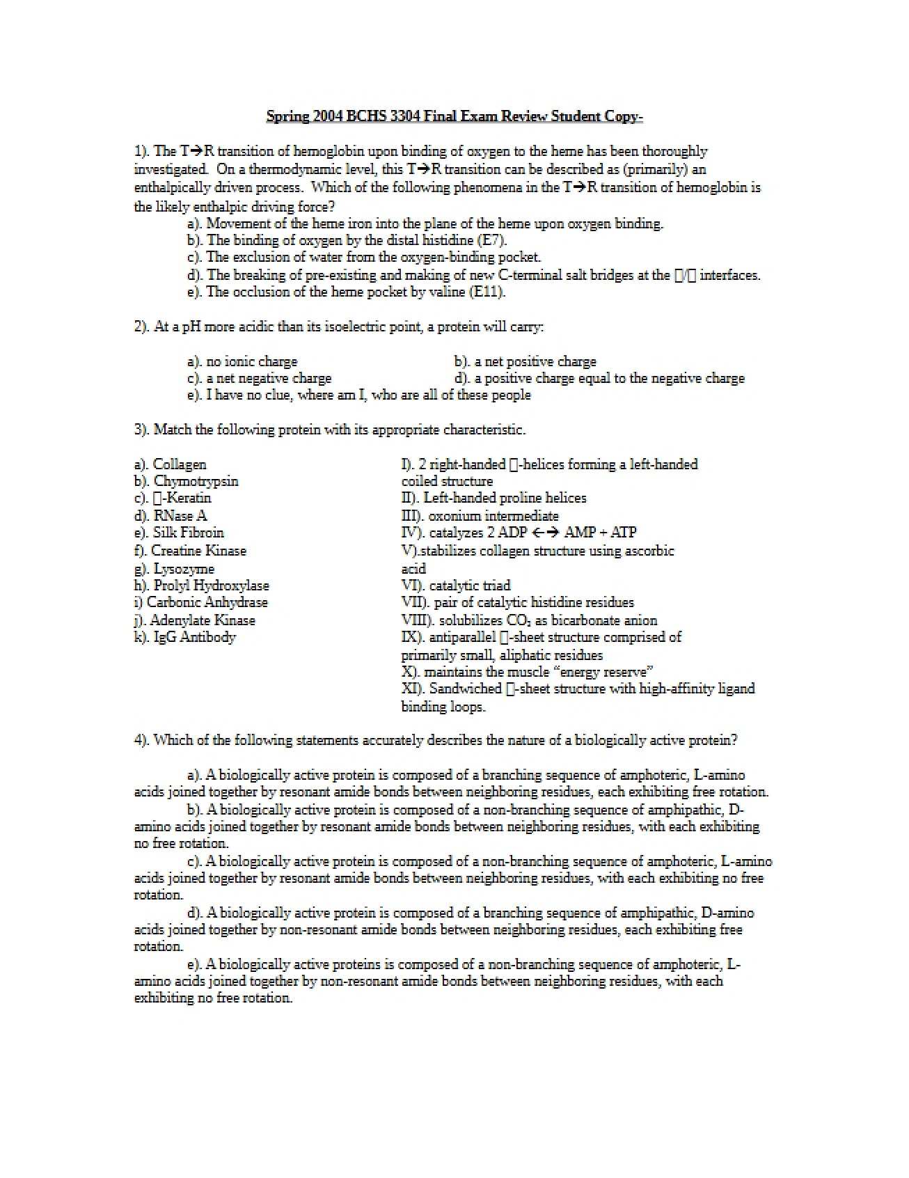 Biochem Final Review