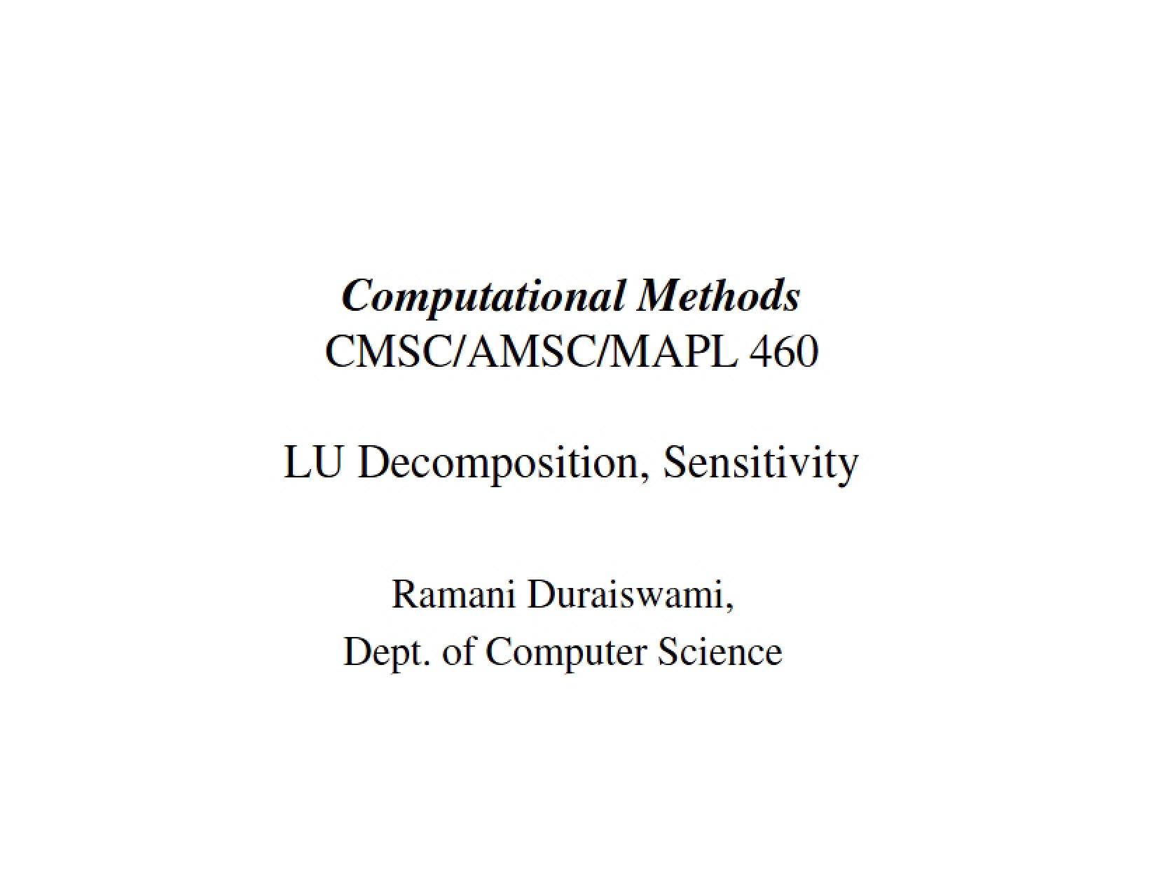 Sensitivity and LU Decomposition