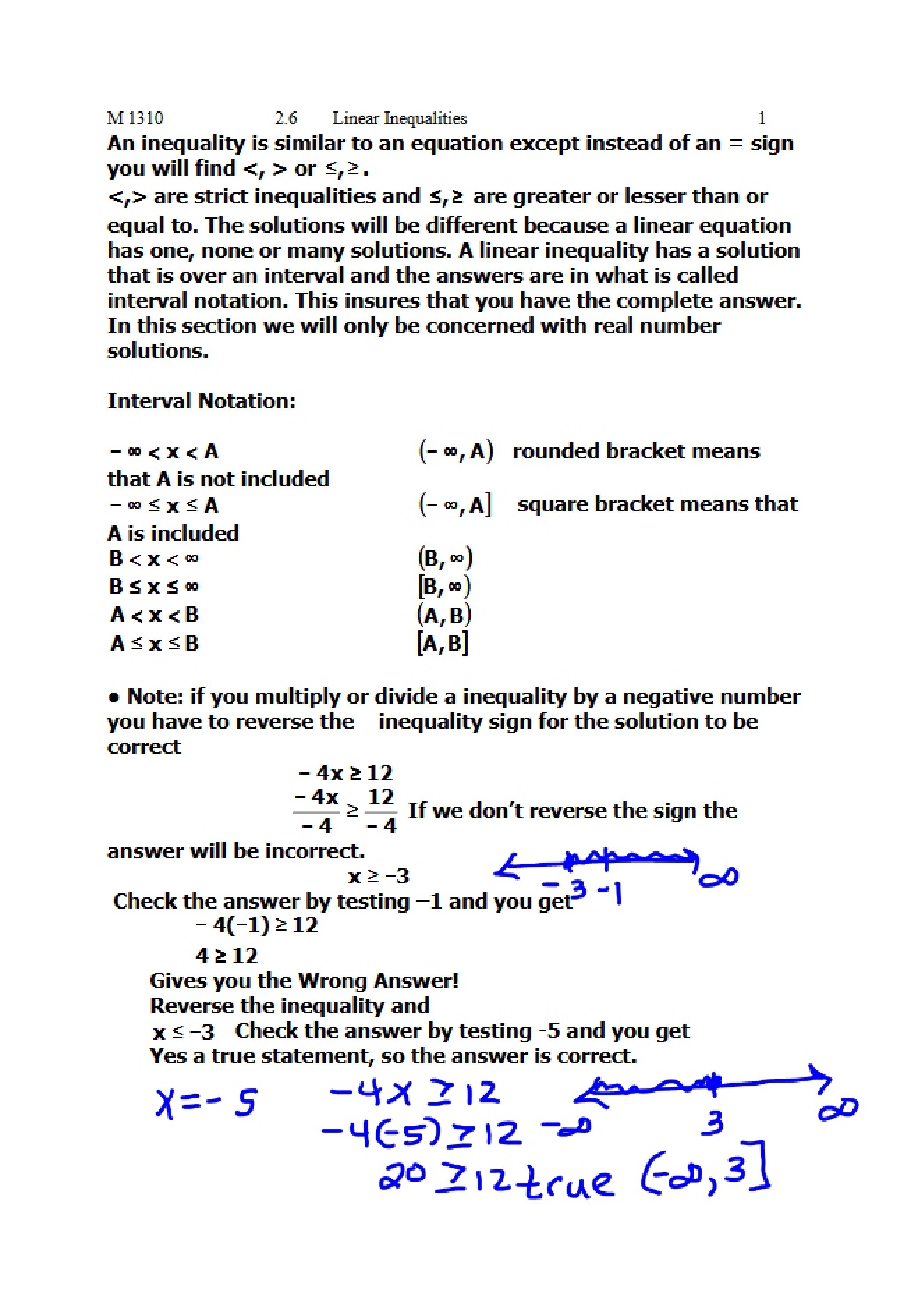 Solving Linear Inequalities
