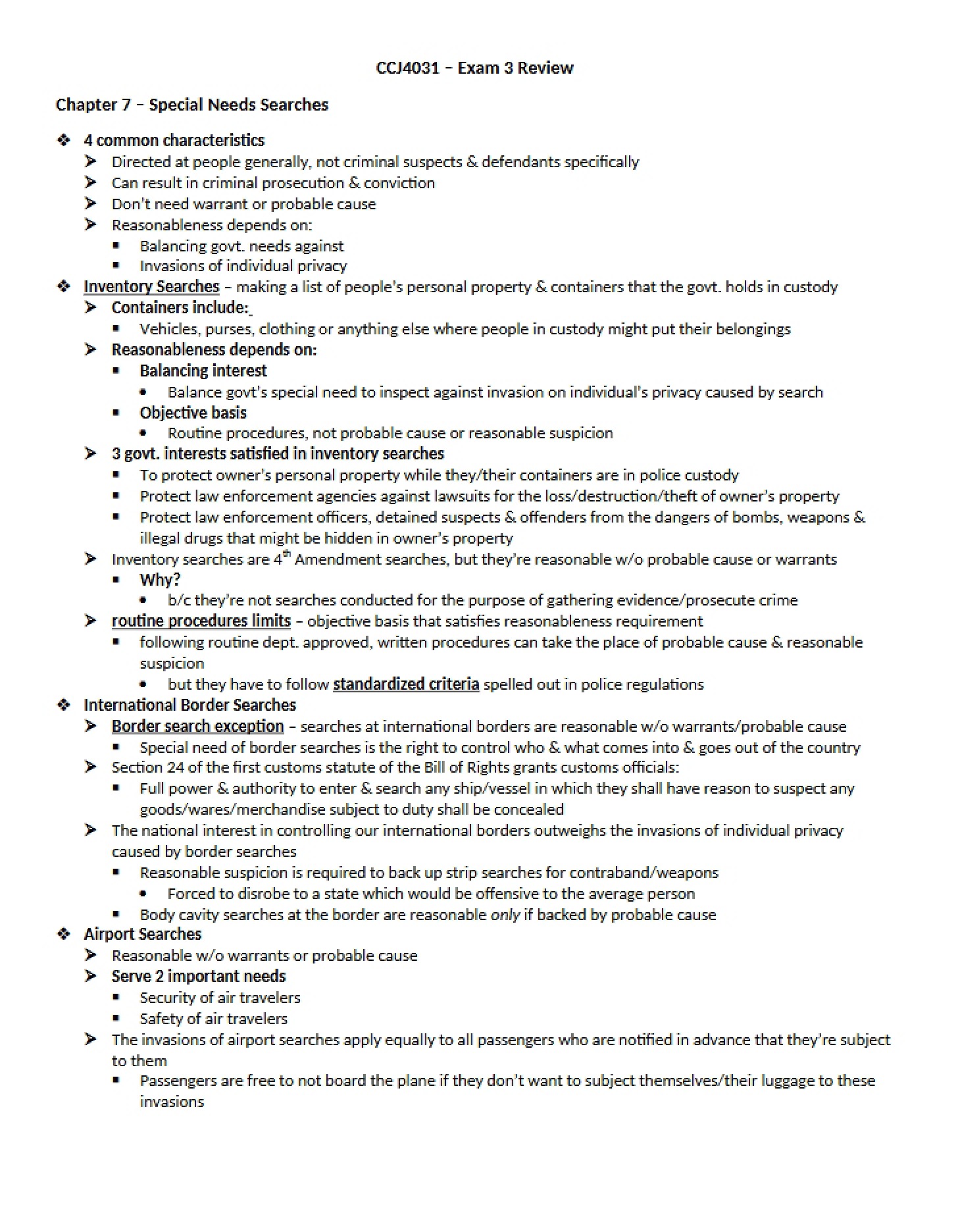 Special Needs Searches (Chapter 7)