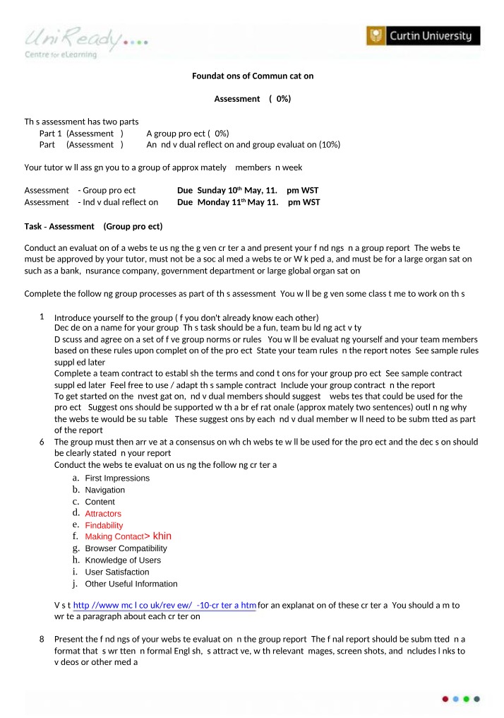 COM1000 - Assessment 2 (Semester 1, 2015)