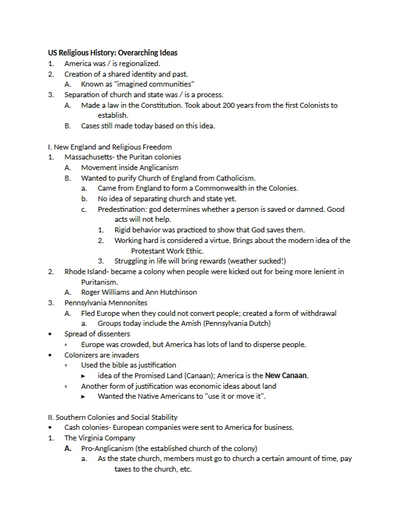Key Themes in American Religious History