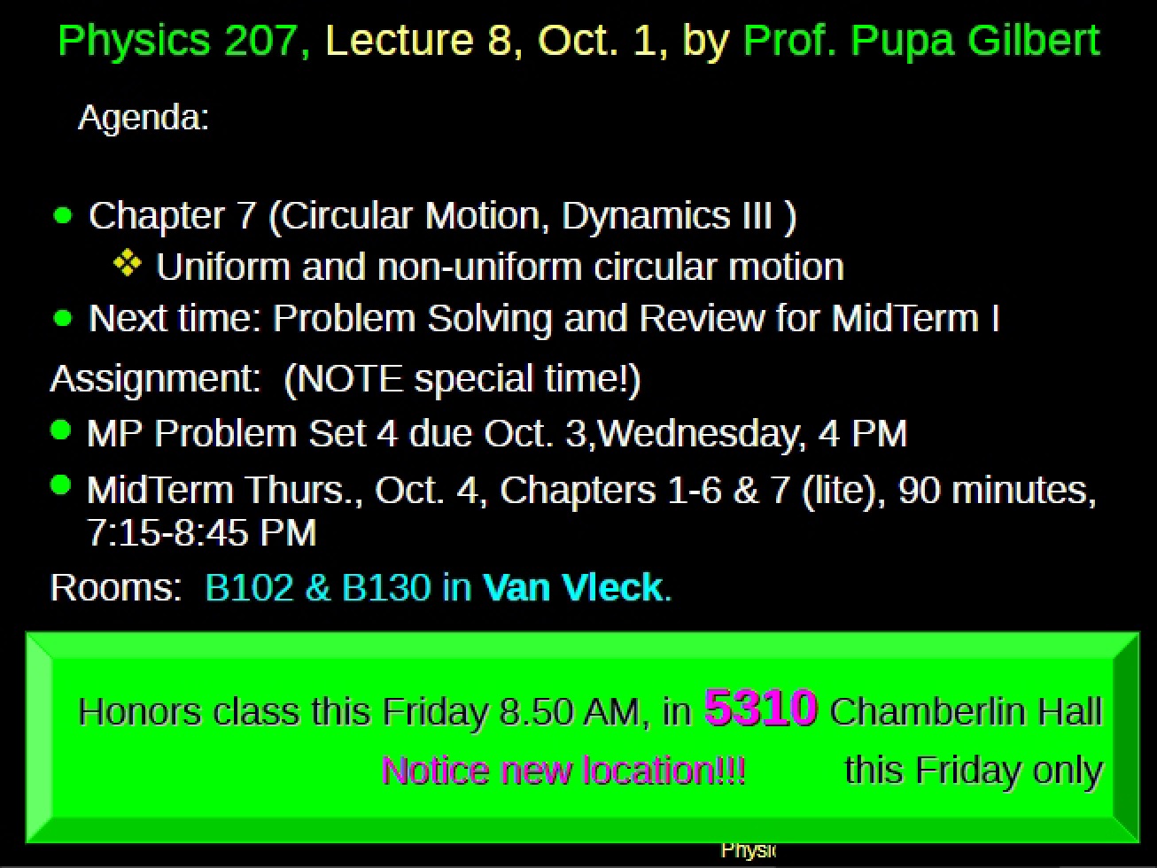 Eighth Lecture