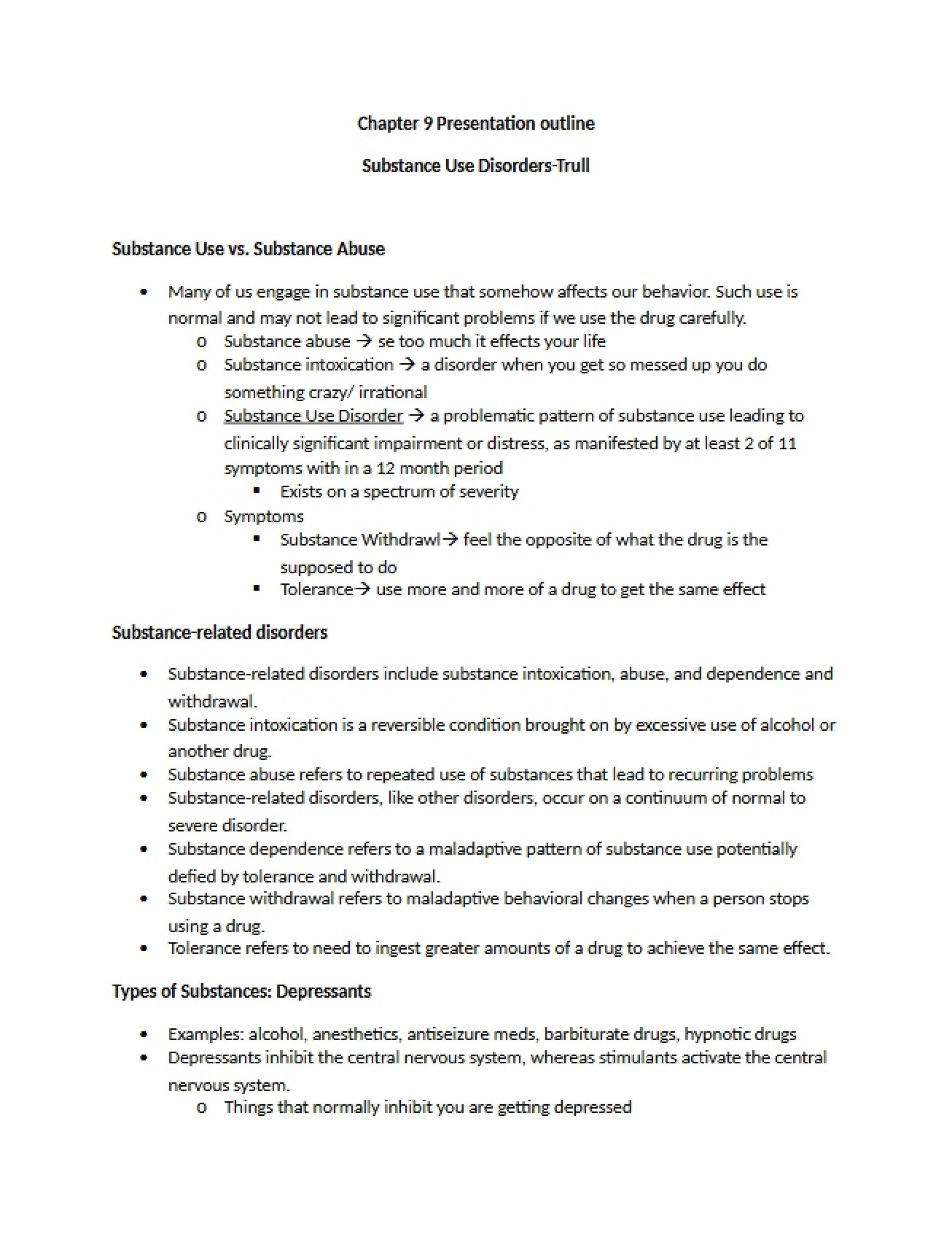 Disorders Involving Substance Use Chapter 9