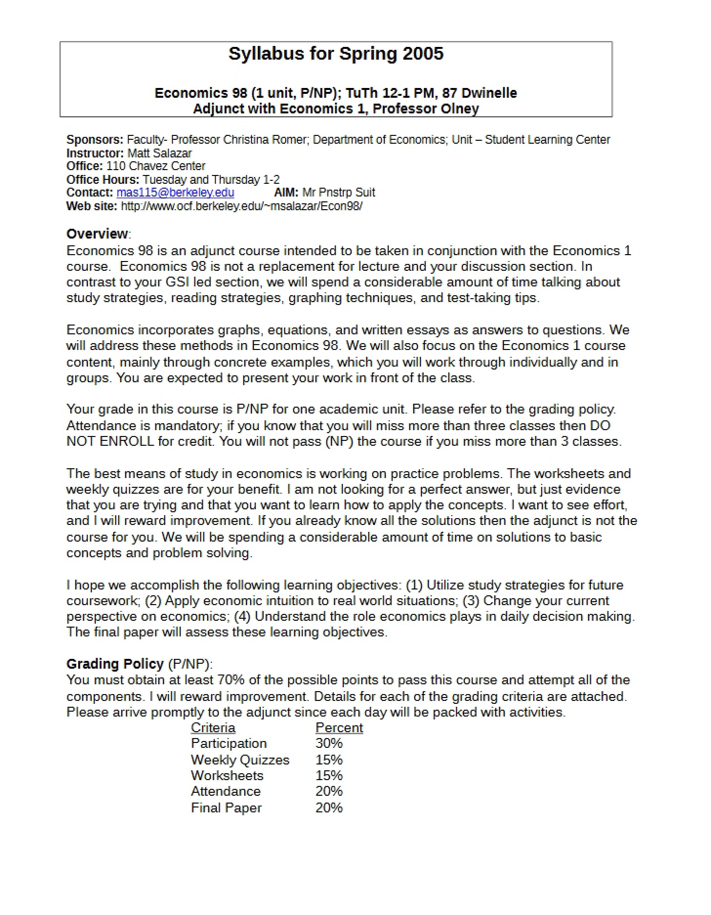 Syllabus Packet