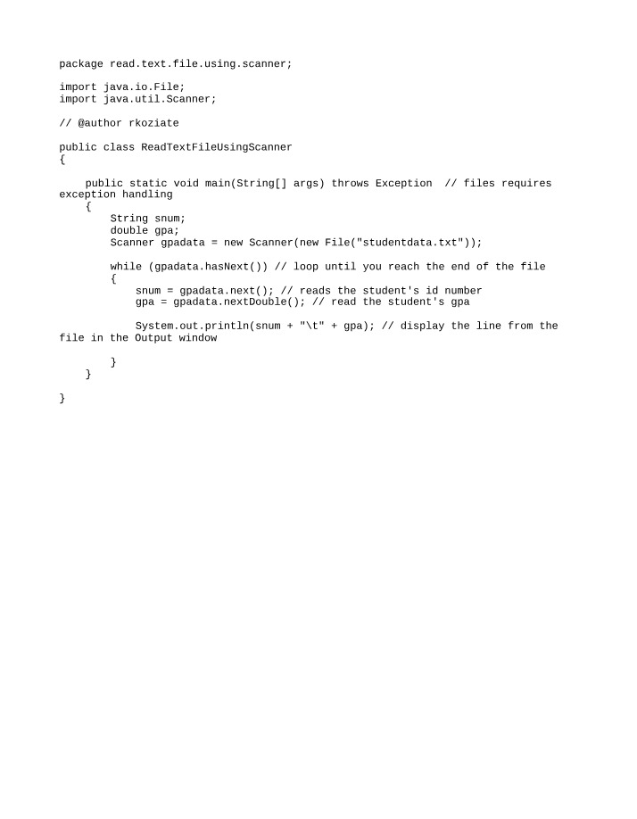 Extracting Student ID Numbers with Scanner