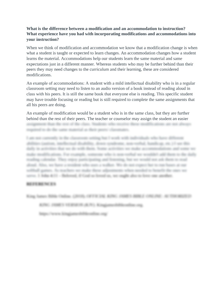 Instructional Modifications and Accommodations