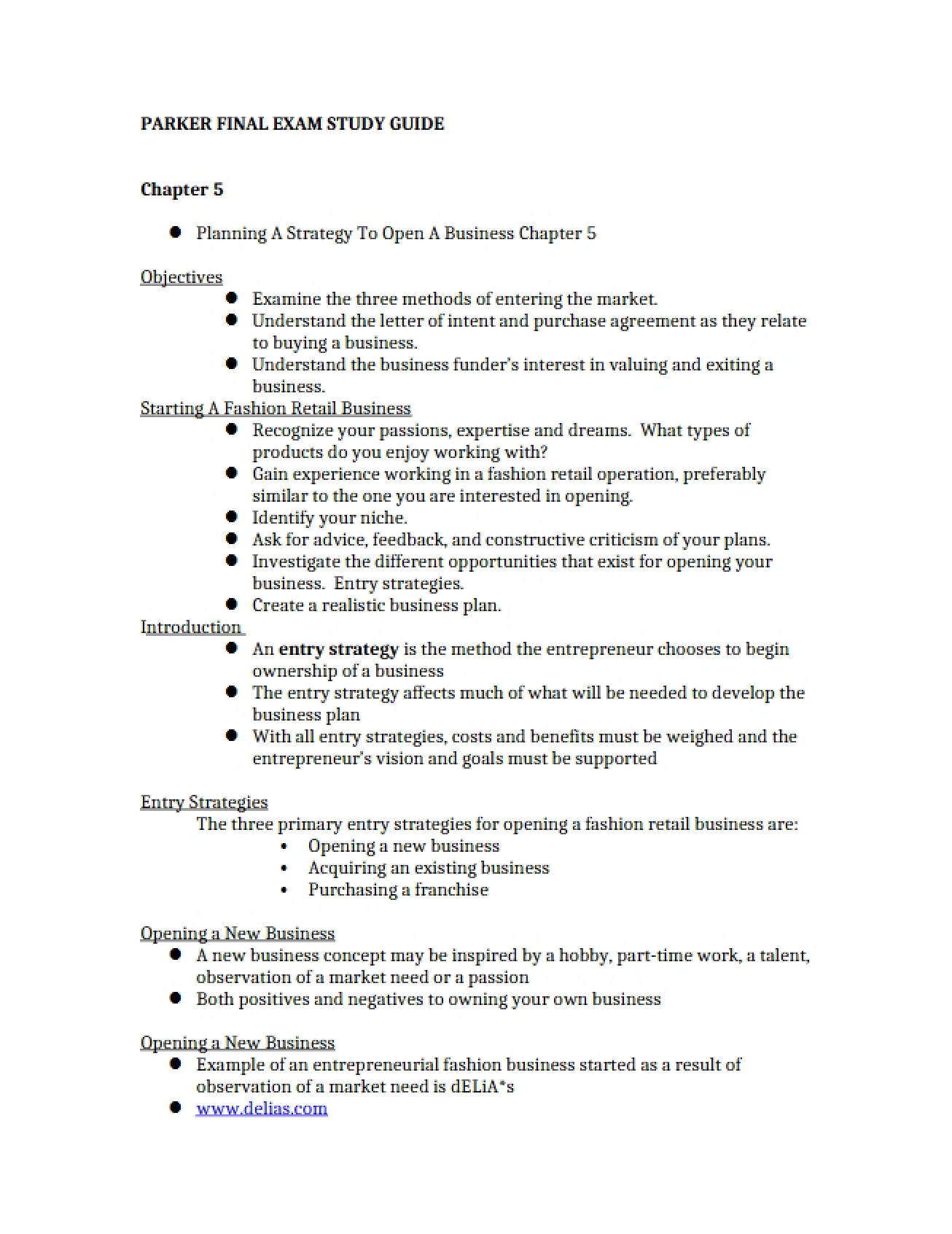 Final Examination on Retail Merchandising