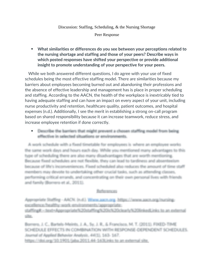 Staffing and Scheduling Impact