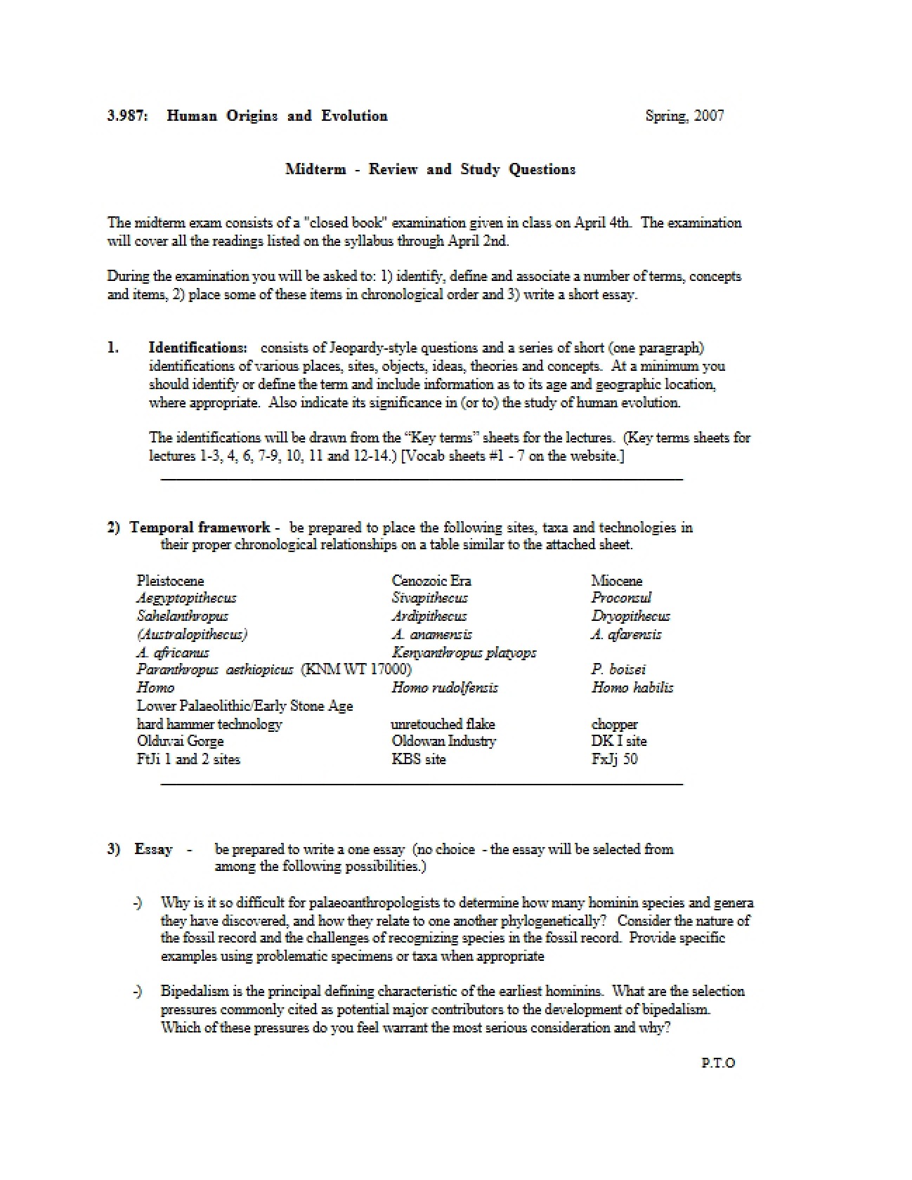 Human Origins Exam Prep