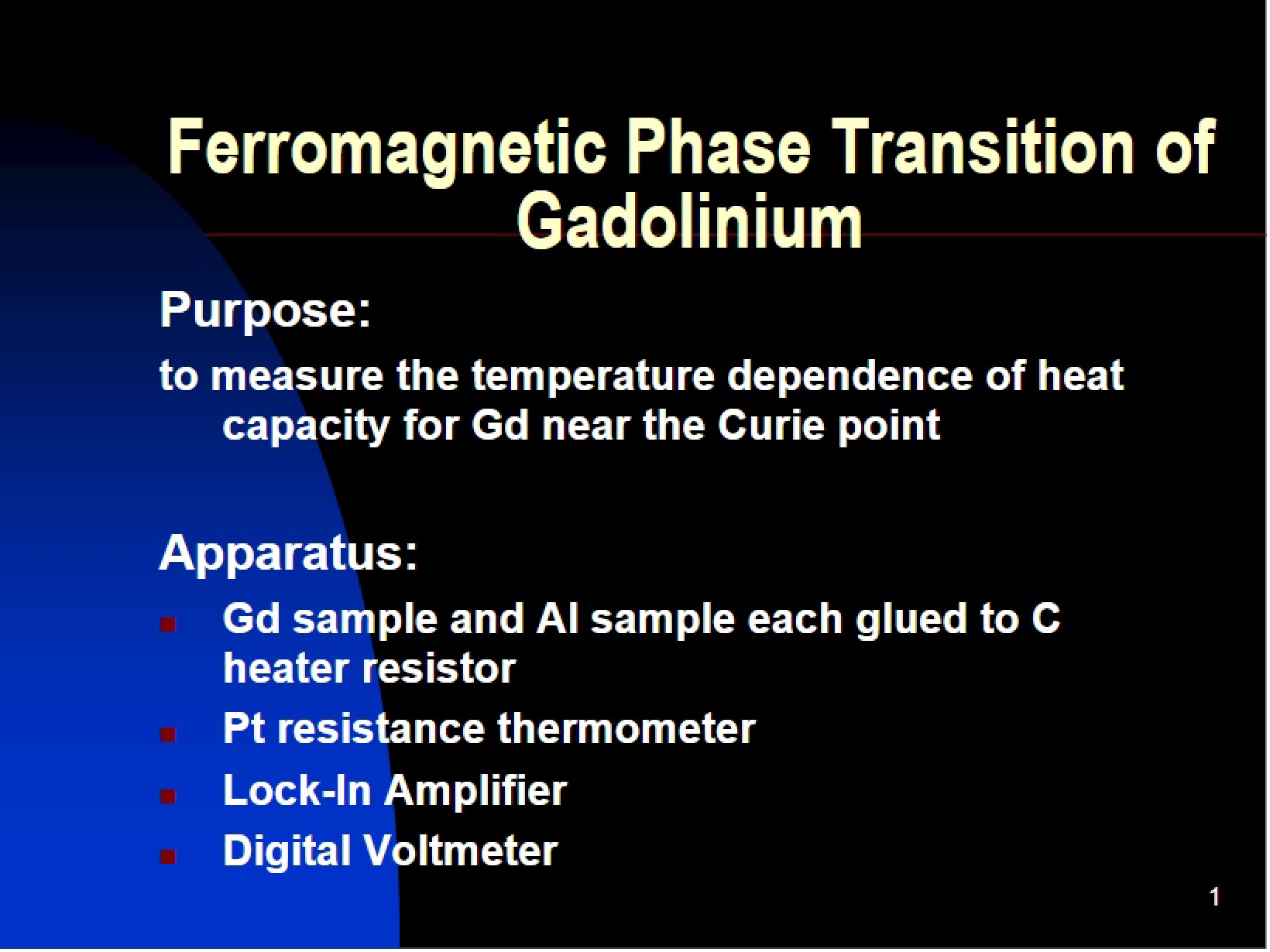 Gadolinium Ferromagnetic Phase Transition