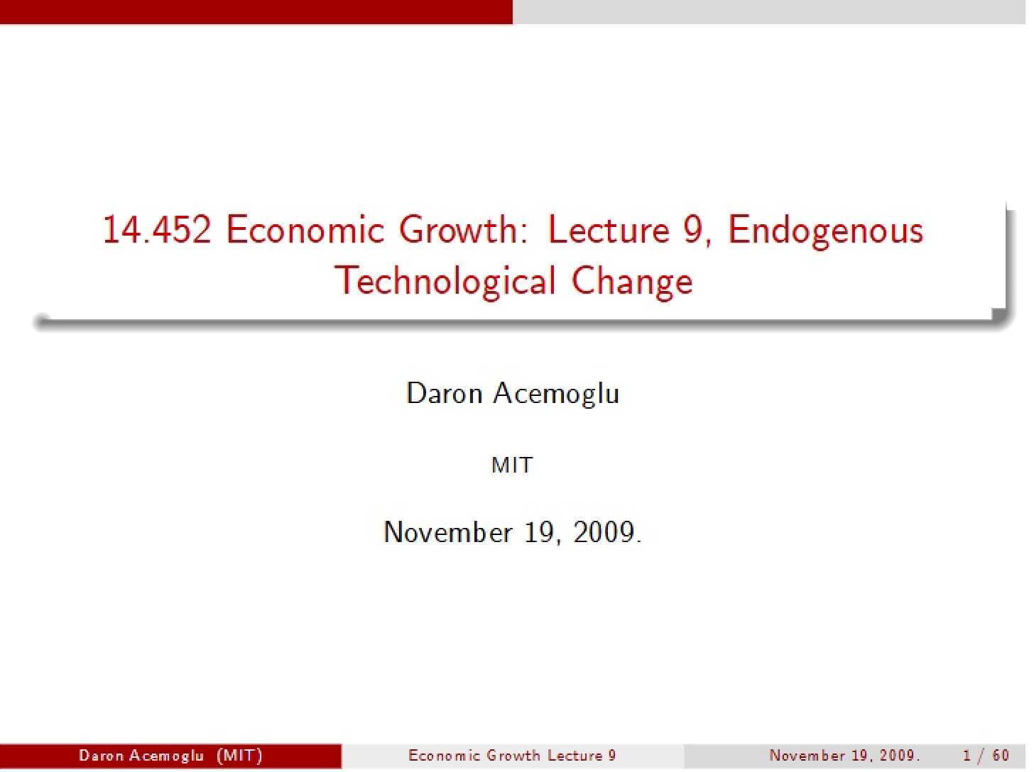 Endogenous Tech Change (Lec 9)