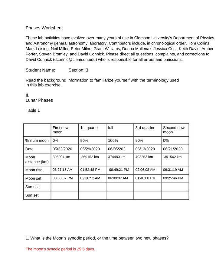 Lab on Moon and Planet Phases