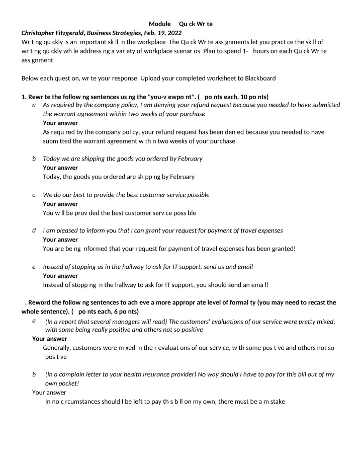 Improving Workplace Writing with Quick Write Assignments