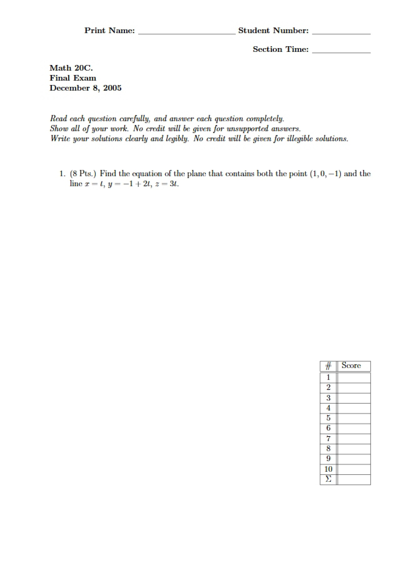 Fall 2005 Exam 2